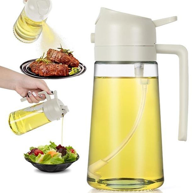 Olive Oil Dispenser & Sprayer Bottle, Oil Dispenser for Kitchen, Modern Kitchen Utensils for Cooking, Frying & Baking, Best 2 in 1 Glass Oil Dispenser, 20-Oz.