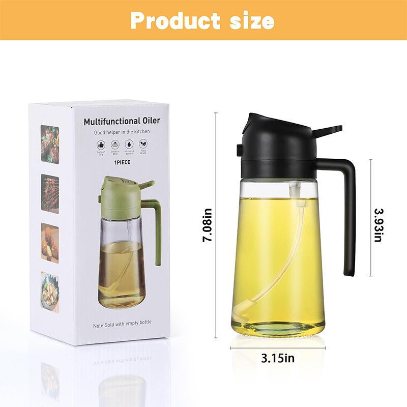 Olive Oil Dispenser & Sprayer Bottle, Oil Dispenser for Kitchen, Modern Kitchen Utensils for Cooking, Frying & Baking, Best 2 in 1 Glass Oil Dispenser, 20-Oz.