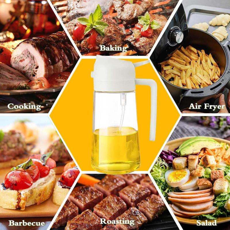 Olive Oil Dispenser & Sprayer Bottle, Oil Dispenser for Kitchen, Modern Kitchen Utensils for Cooking, Frying & Baking, Best 2 in 1 Glass Oil Dispenser, 20-Oz.