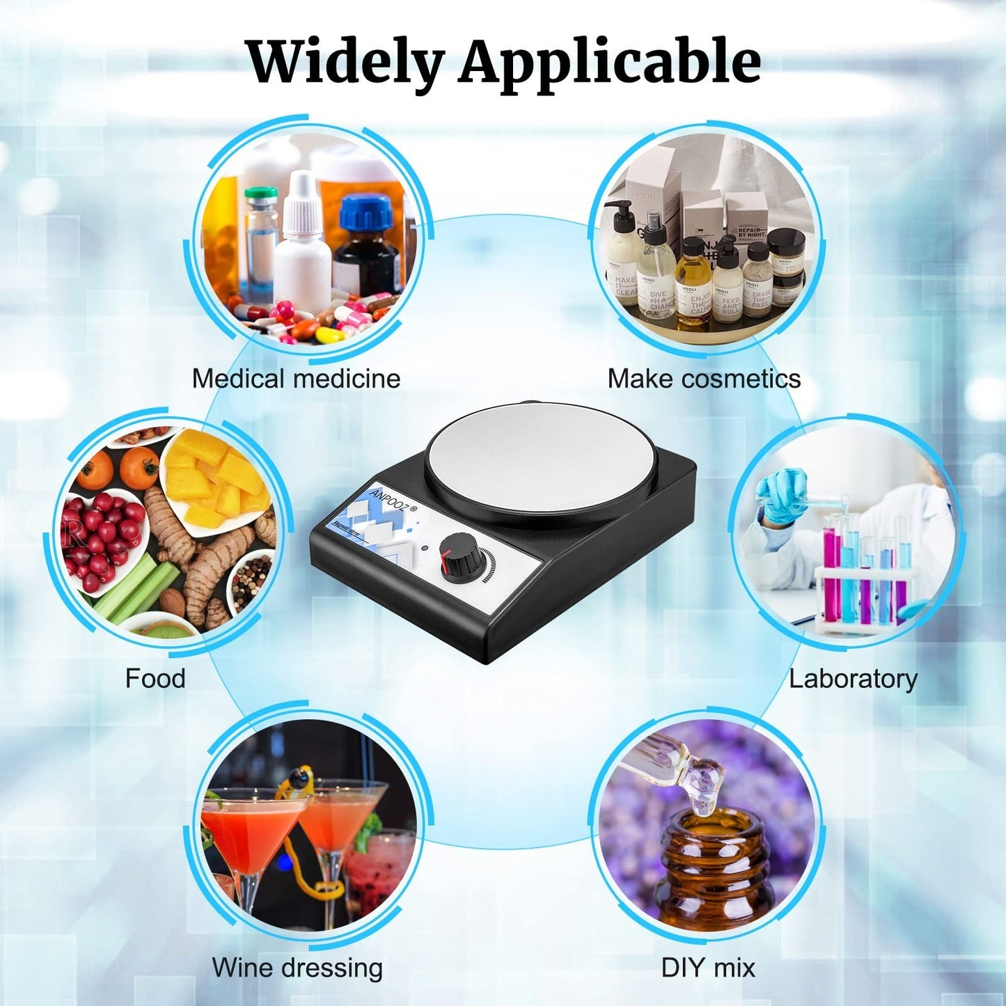 Magnetic Stirrer with 4 PCS Stir Bars, Stir Plate 3000RPM Magnetic Mixer 3000...
